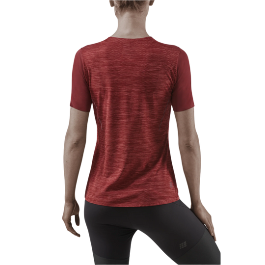 Run Short Sleeve Shirt, Women, Dark Red, Back View Model