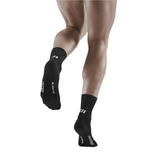 Classic Mid Cut Compression Socks, Men, Black, Back View Model