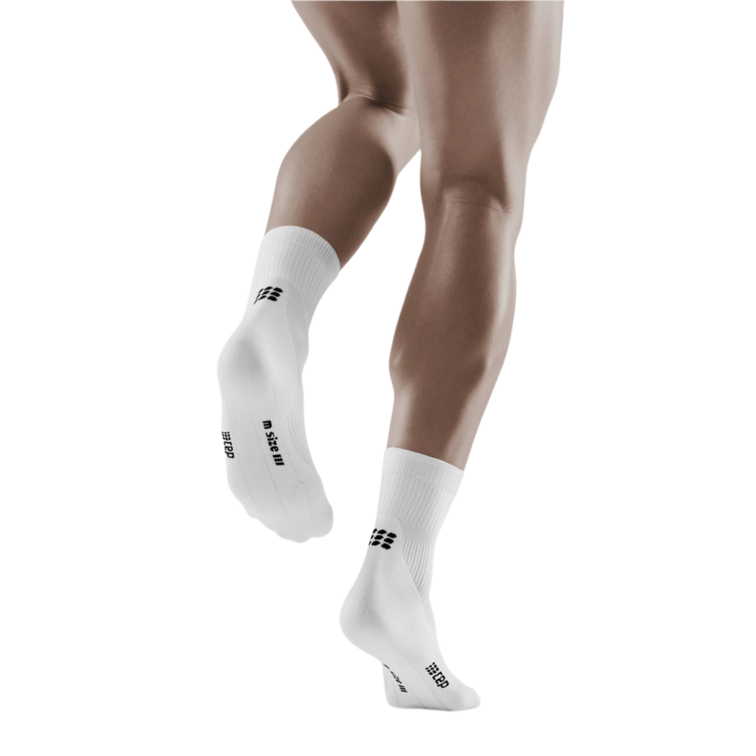 Classic Mid Cut Compression Socks, Men, White, Back View Model