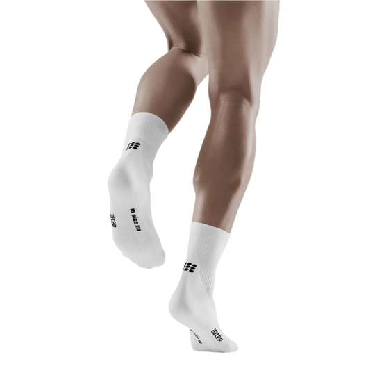 Classic Mid Cut Compression Socks, Men, White, Back View Model