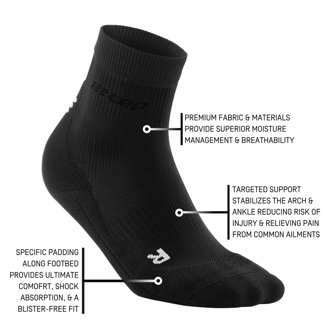 Classic Mid Cut Compression Socks, Men, Black, Back View