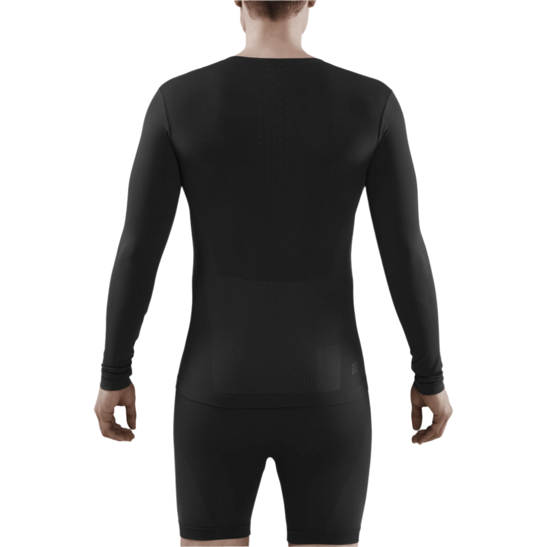 Cold Weather Long Sleeve Base Shirt, Men, Black, Back View Model