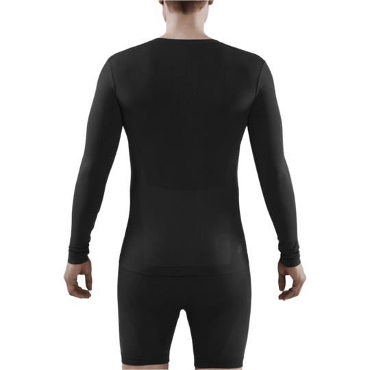 Cold Weather Long Sleeve Base Shirt, Men, Black, Back View Model