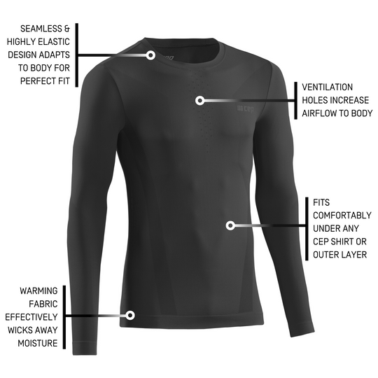 Cold Weather Long Sleeve Base Shirt, Men, Black, Detail