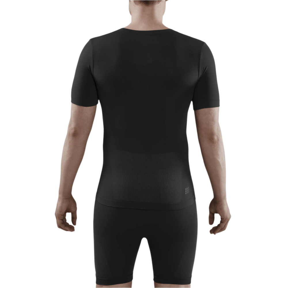 Cold Weather Short Sleeve Base Shirt, Men, Black, Back View Model