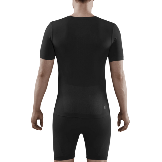 Cold Weather Short Sleeve Base Shirt, Men, Black, Back View Model