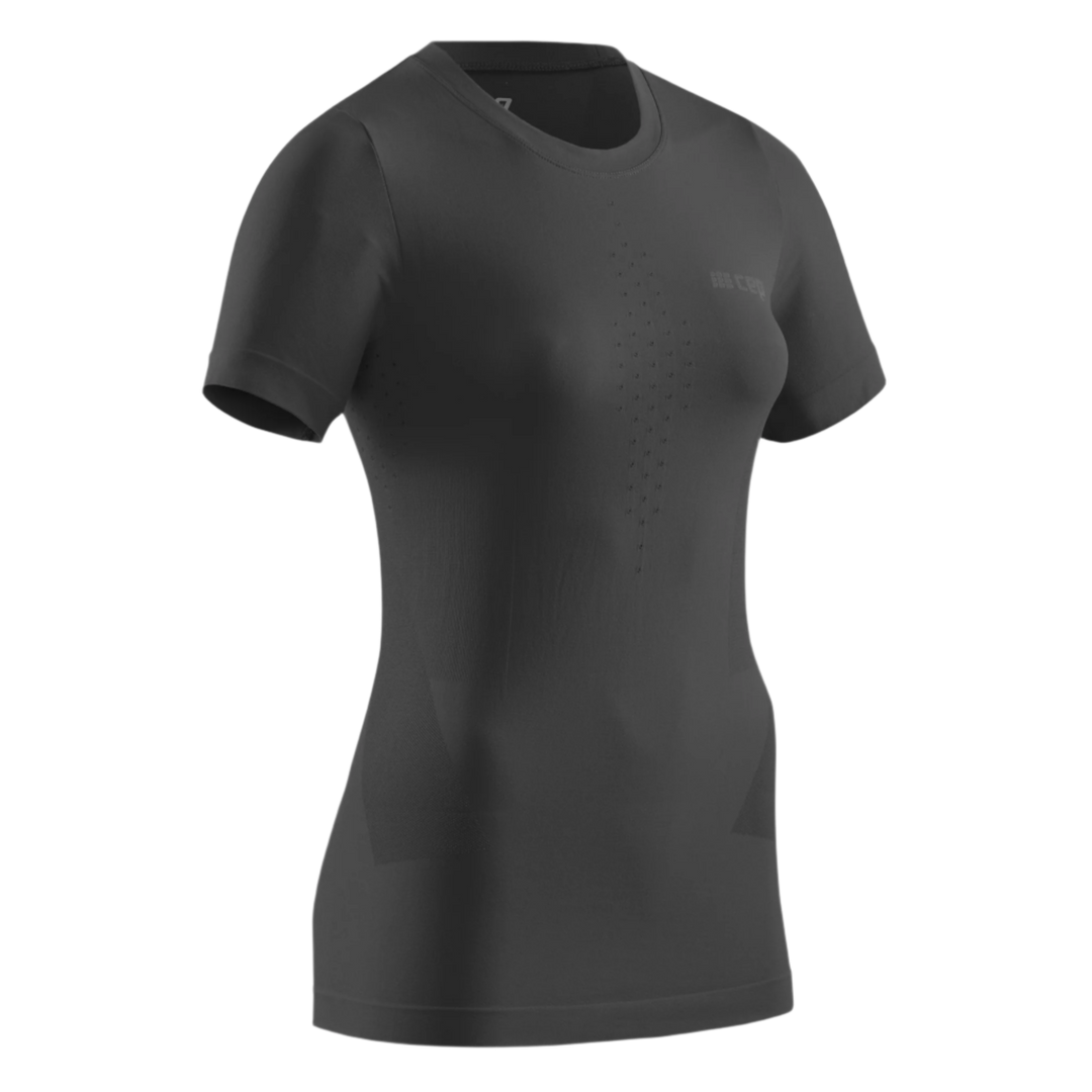 Cold Weather Short Sleeve Base Shirt, Women, Black, Front View