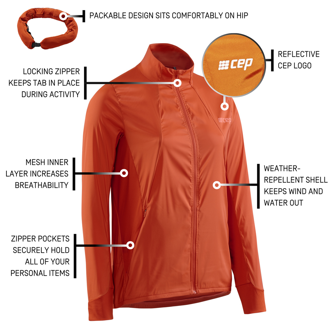 Cold Weather Windbreaker, Women, Dark Orange, Details