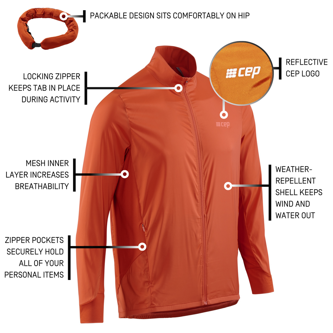 Cold Weather Windbreaker, Men, Dark Orange, Details