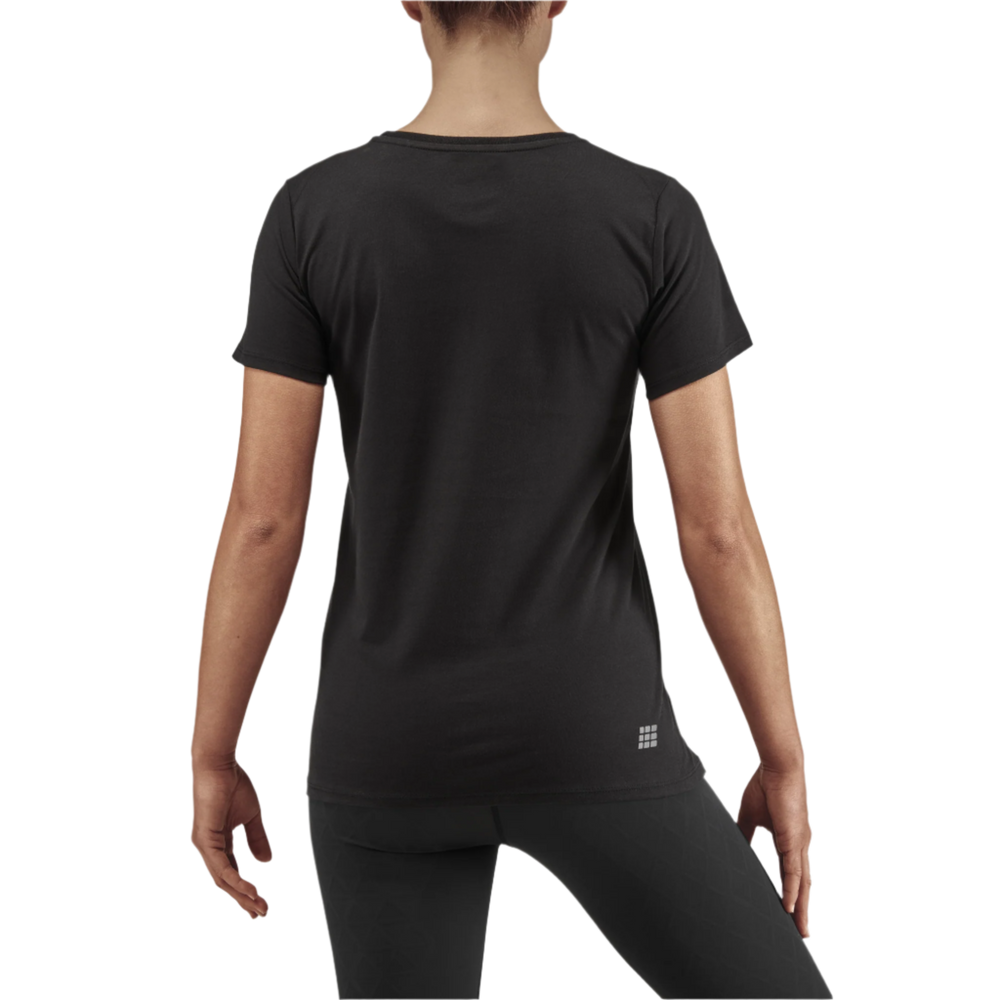 Crew Short Sleeve Shirt, Women, Black, Back-View Model