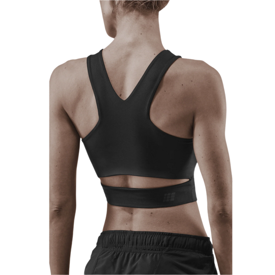 Training Crop Top, Women, Black, Back View Model