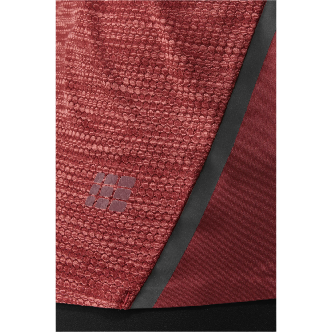 Run Short Sleeve Shirt, Women, Dark Red, Logo Detail