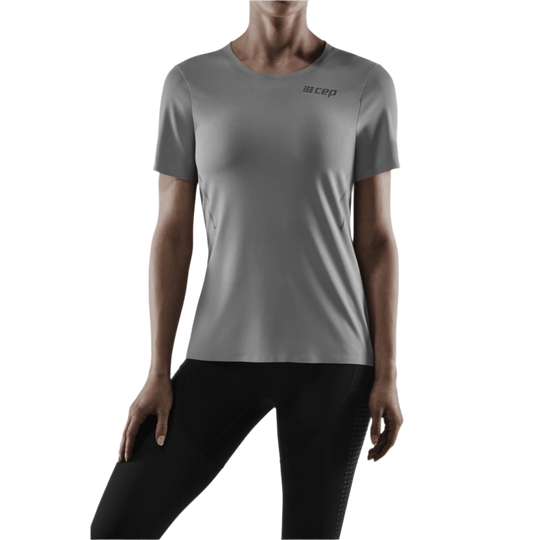 Run Short Sleeve Shirt, Women, Grey