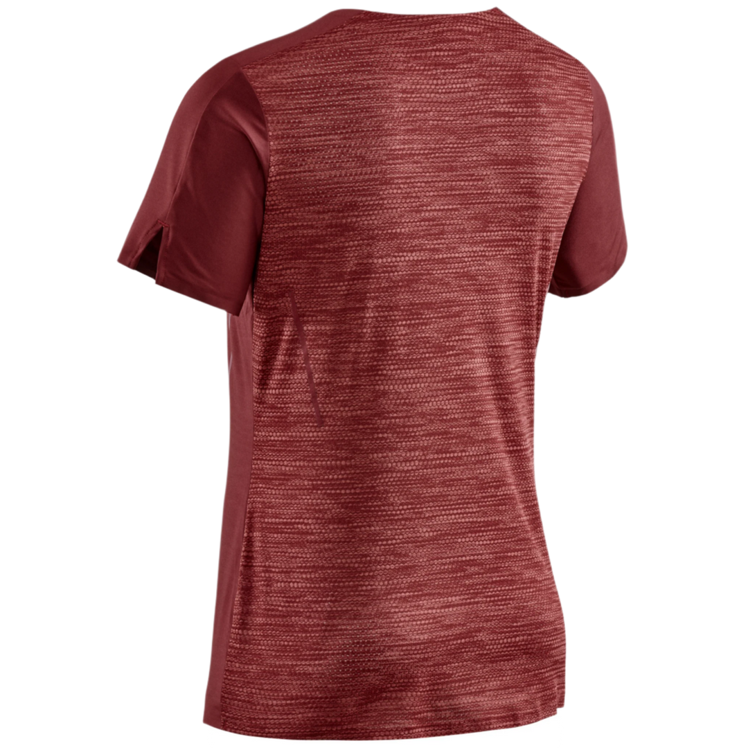 Run Short Sleeve Shirt, Women, Dark Red, Back View