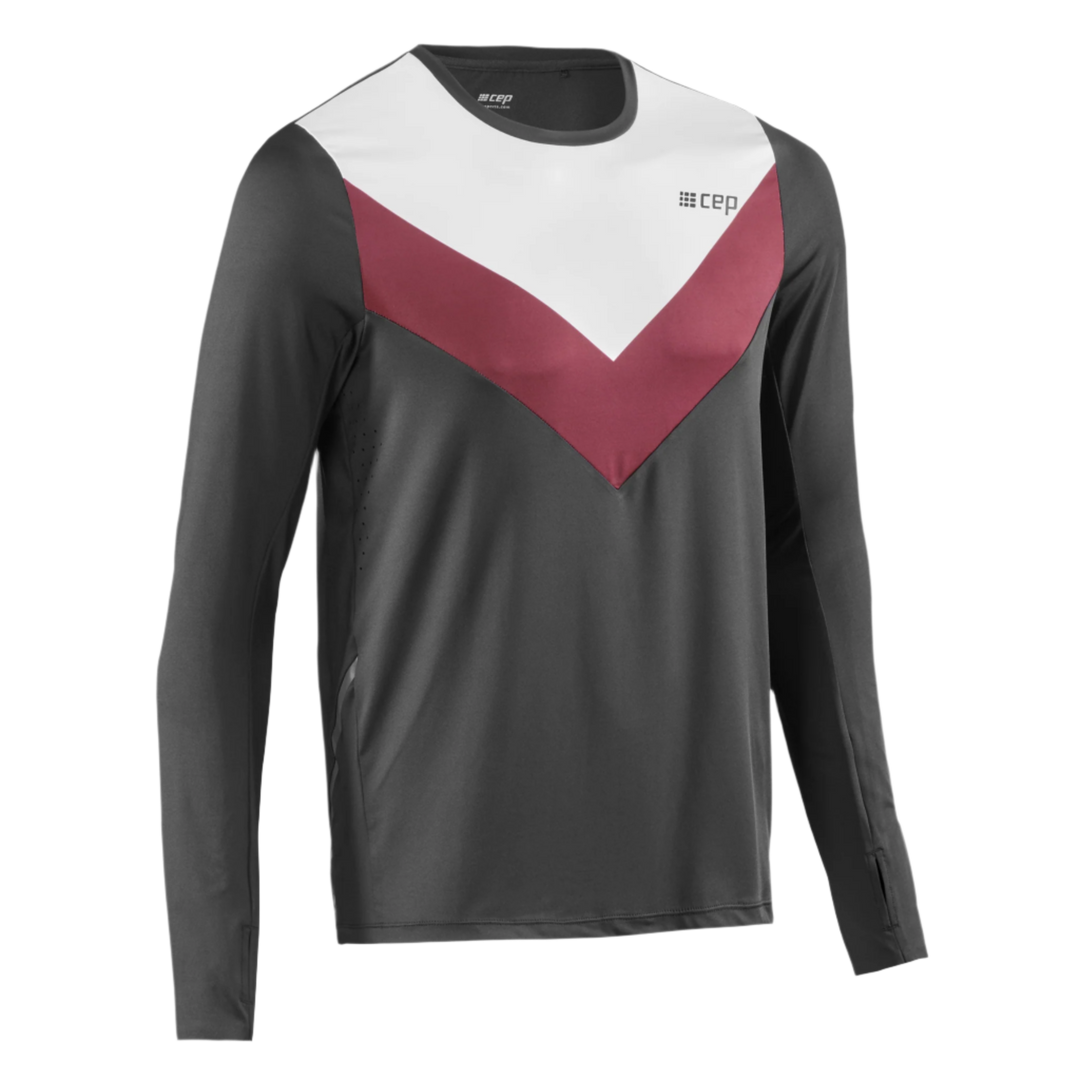 Chevron Long Sleeve Shirt, Men, Red/Black, Front View