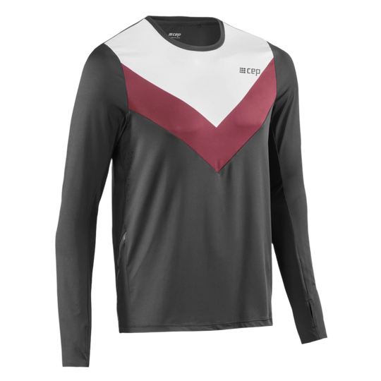 Chevron Long Sleeve Shirt, Men, Red/Black, Front View