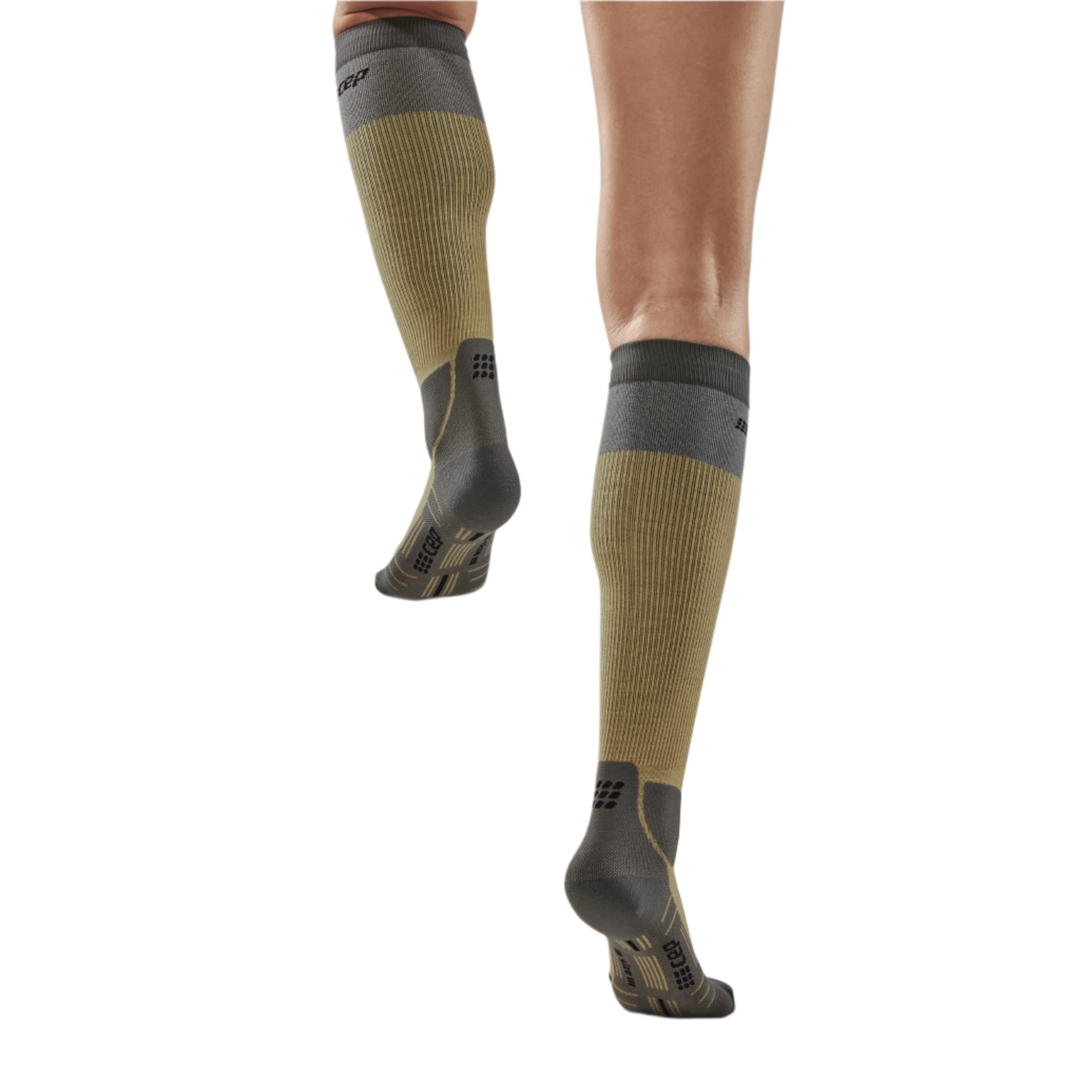 Hiking Light Merino Tall Compression Socks, Women, Beige/Grey, Back View Model