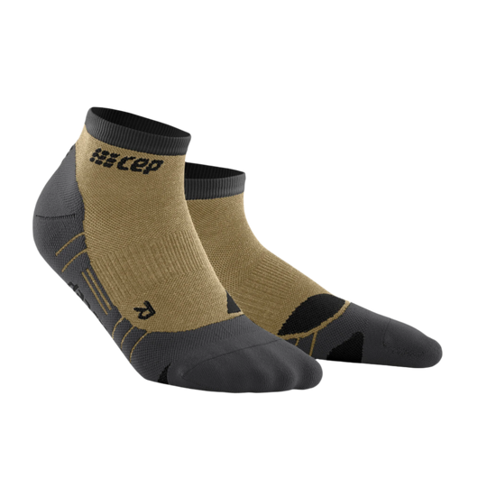 Hiking Light Merino Low Cut Compression Socks, Men, Olive/Grey, Front View