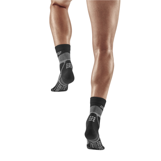 Hiking Max Cushion Mid Cut Compression Socks, Men, Grey/Black, Back-View Model