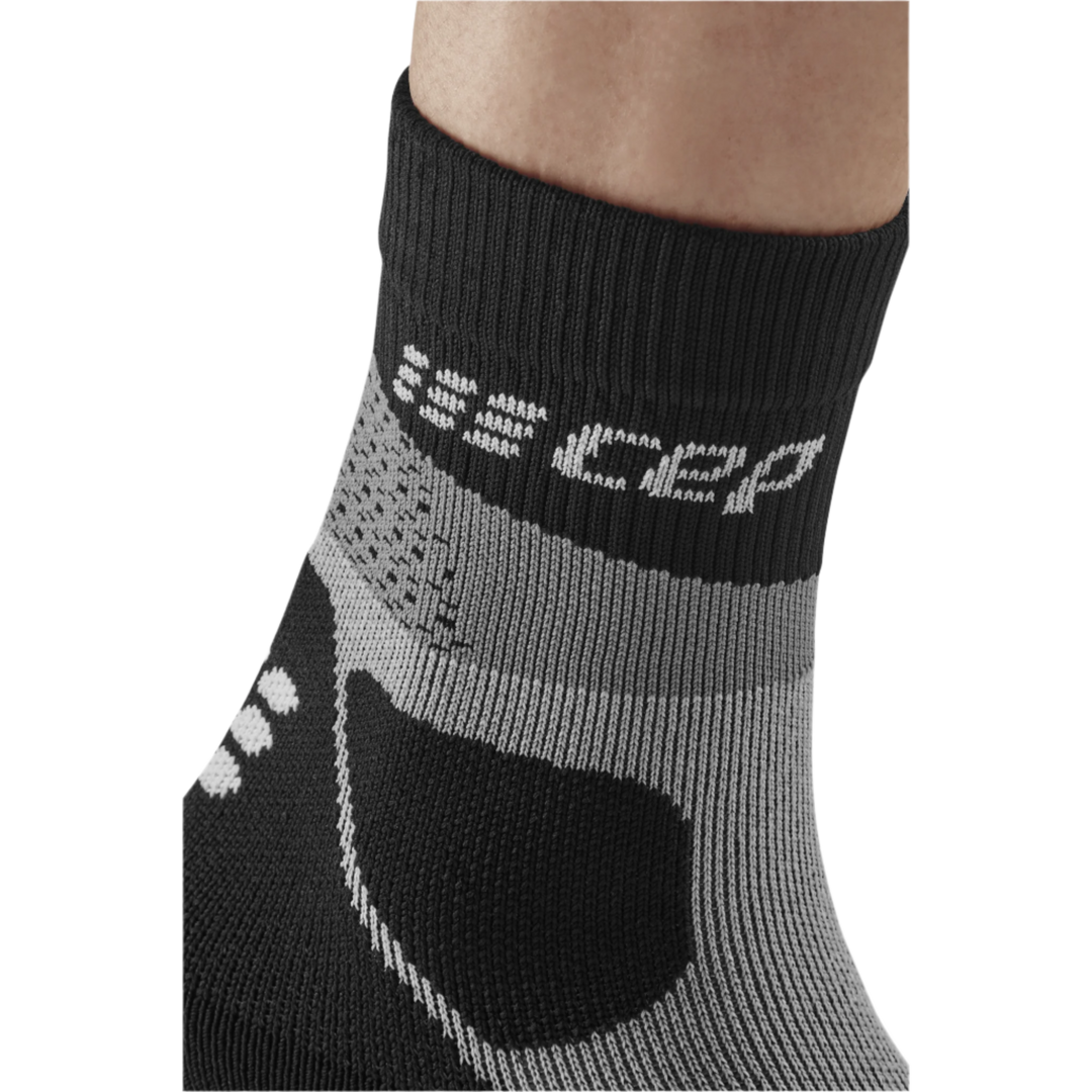 Hiking Max Cushion Mid Cut Compression Socks, Men, Grey/Black, Logo Details