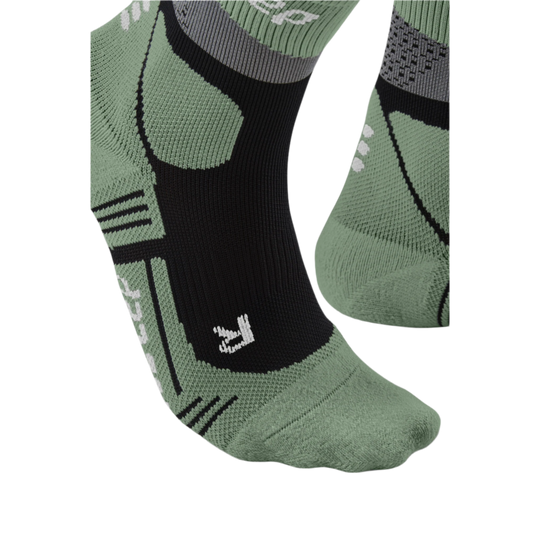 Hiking Max Cushion Mid Cut Compression Socks, Men, Grey/Mint, Foot Details