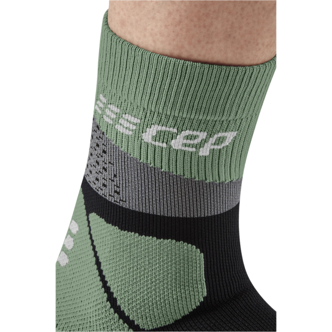 Hiking Max Cushion Mid Cut Compression Socks, Men, Grey/Mint, Logo Details