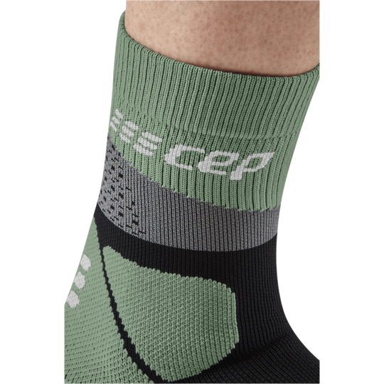 Hiking Max Cushion Mid Cut Compression Socks, Men, Grey/Mint, Logo Details