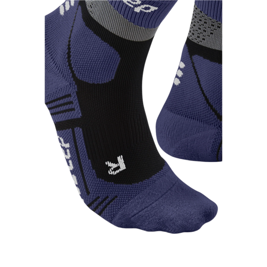 Hiking Max Cushion Mid Cut Compression Socks, Men, Grey/Purple, Foot Details