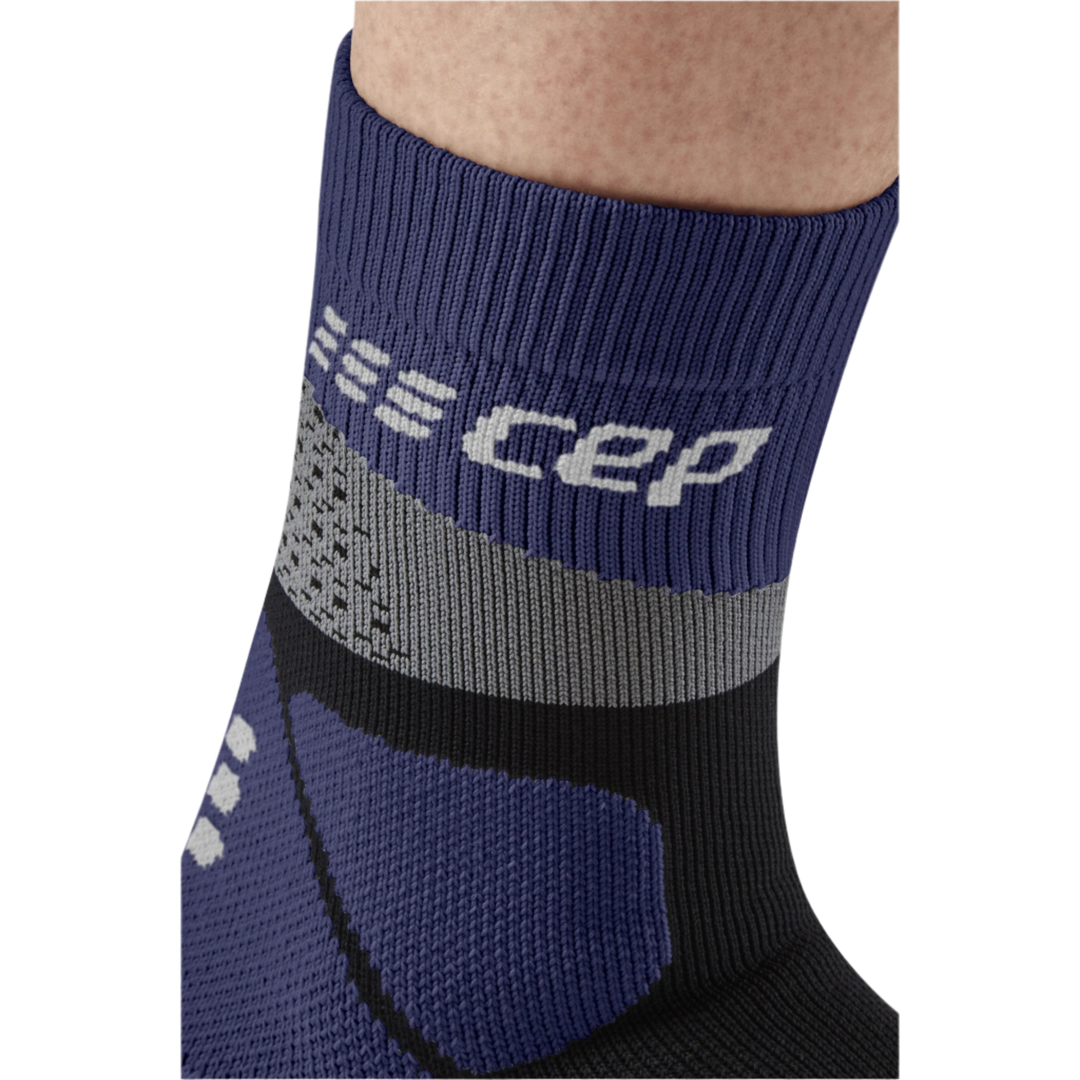 Hiking Max Cushion Mid Cut Compression Socks, Men, Grey/Purple, Logo Details