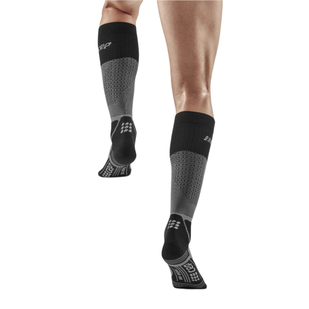 Hiking Max Cushion Tall Compression Socks, Men, Grey/Black, Back-View Model