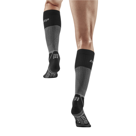 Hiking Max Cushion Tall Compression Socks, Men, Grey/Black, Back-View Model