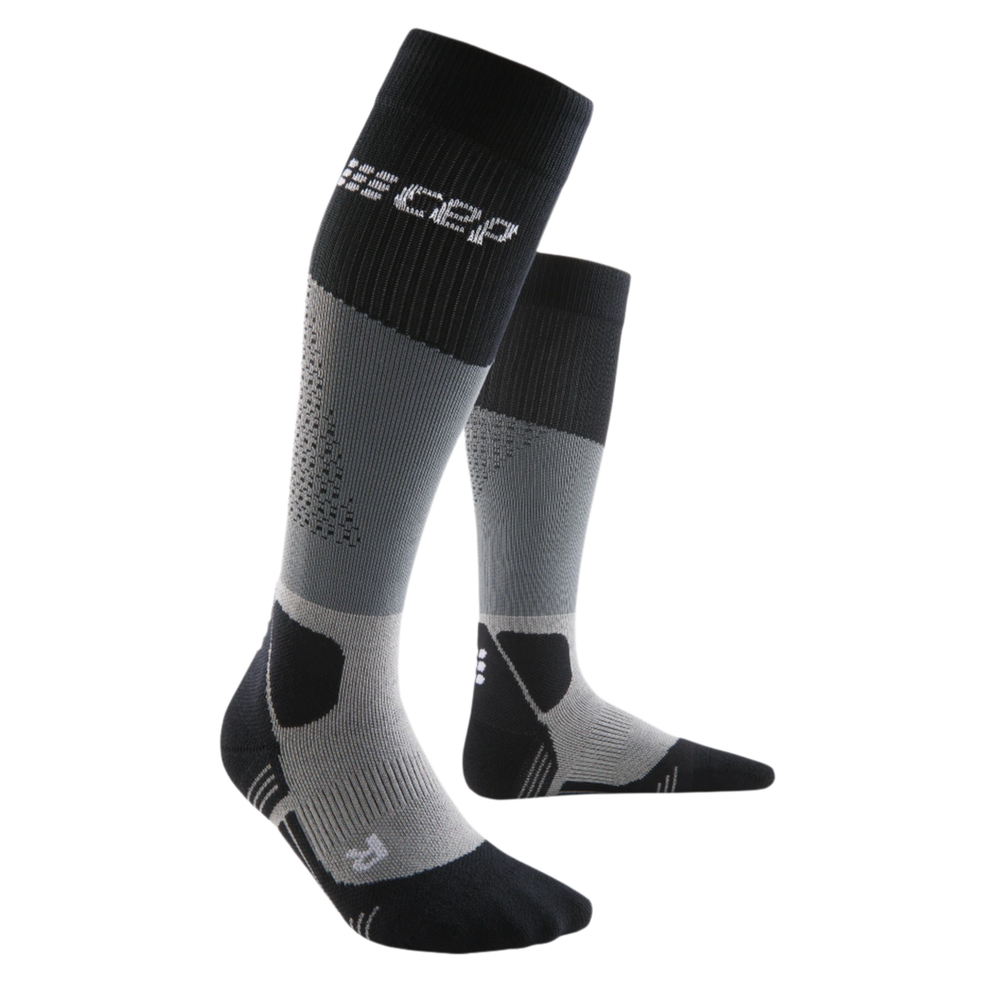 Hiking Max Cushion Tall Compression Socks, Men, Grey/Black, Side View