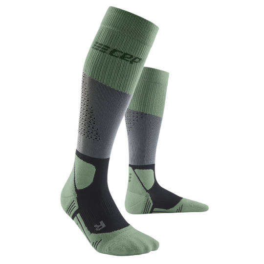 Hiking Max Cushion Tall Compression Socks, Men, Grey/Mint, Side View