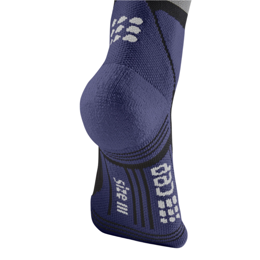 Hiking Max Cushion Tall Compression Socks, Men, Grey/Purple, Foot Details