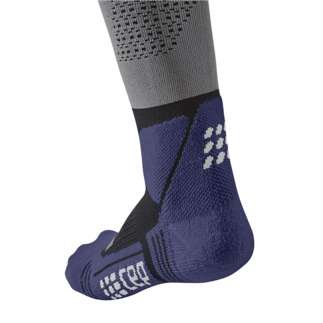 Hiking Max Cushion Tall Compression Socks, Men, Grey/Purple, Side Details