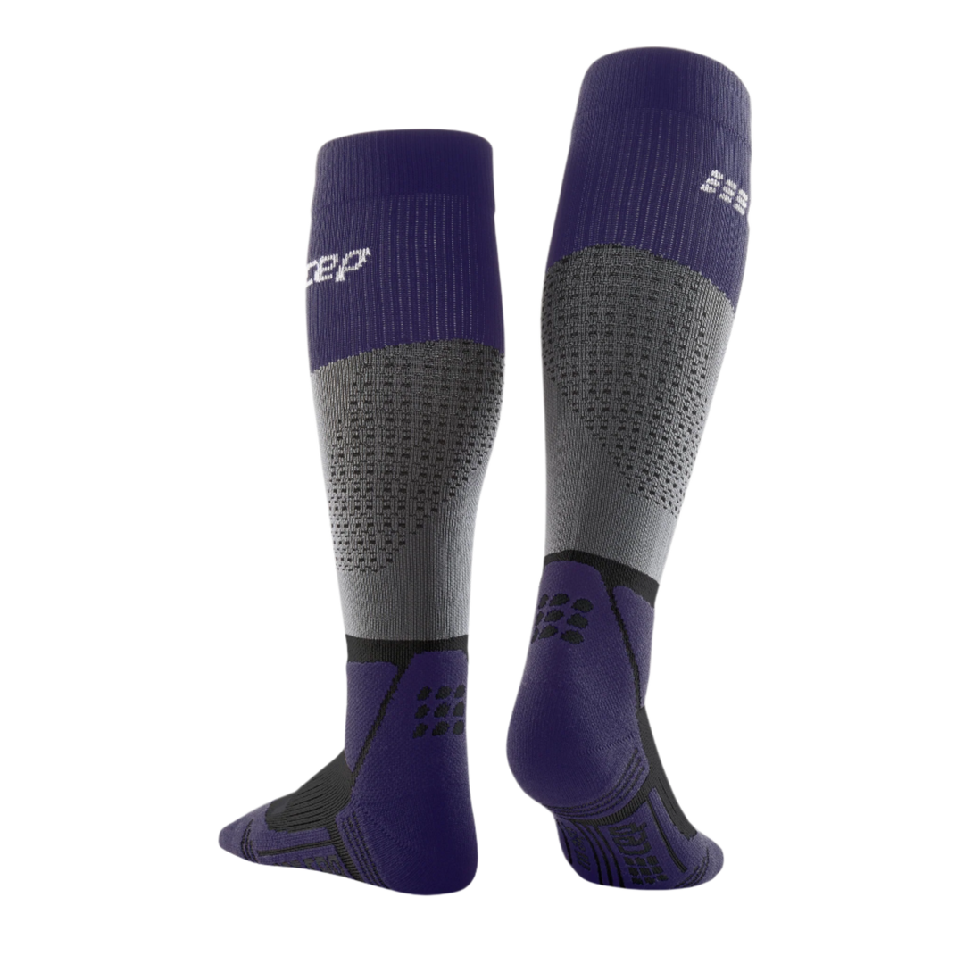 Hiking Max Cushion Tall Compression Socks, Men, Grey/Purple, Back View