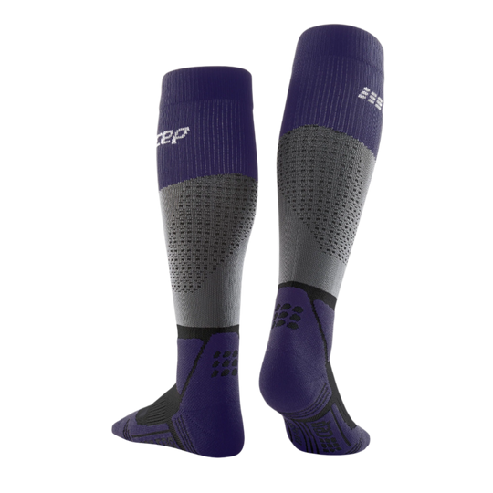 Hiking Max Cushion Tall Compression Socks, Men, Grey/Purple, Back View