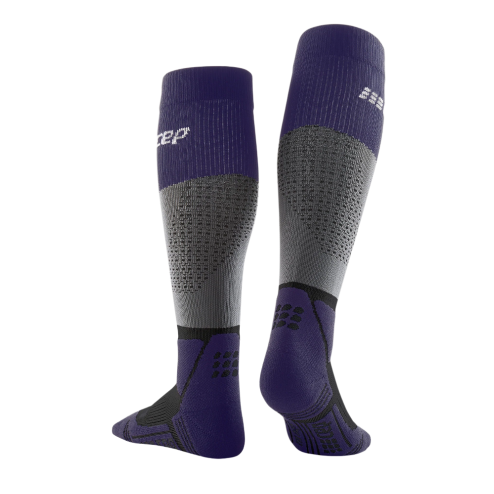 Hiking Max Cushion Tall Compression Socks, Women, Grey/Purple, Back View