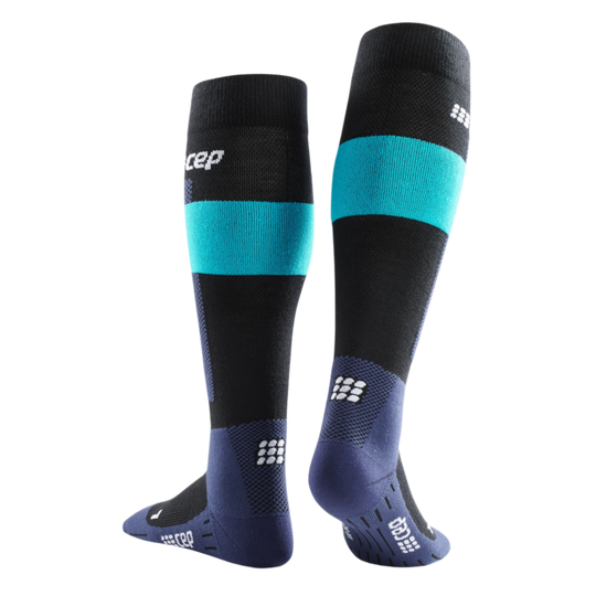 Ski Merino Tall Compression Socks, Men, Blue Merino, Back View