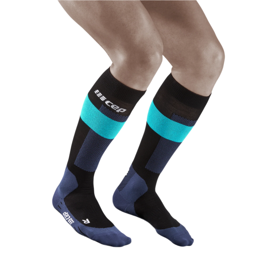 Ski Merino Tall Compression Socks, Men, Blue Merino