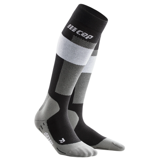 Ski Merino Tall Compression Socks, Men, Grey Merino, Front View