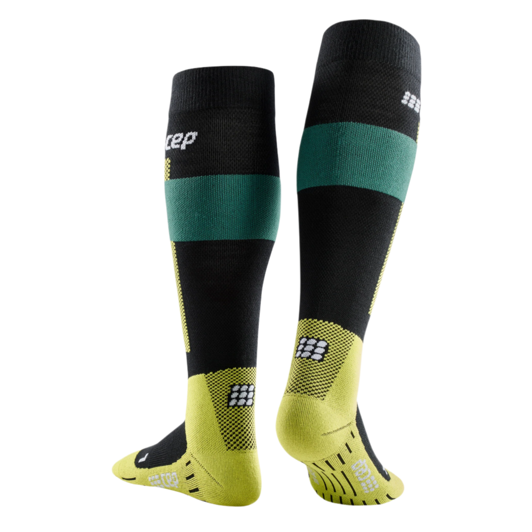 Ski Merino Tall Compression Socks, Men, Green Merino, Back View