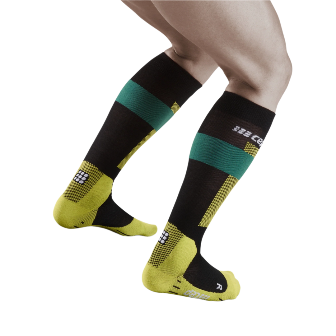 Ski Merino Tall Compression Socks, Men, Green Merino, Back View Model