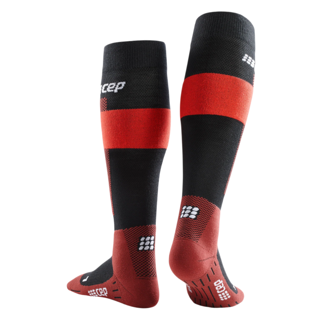 Ski Merino Tall Compression Socks, Men, Red Merino, Back View