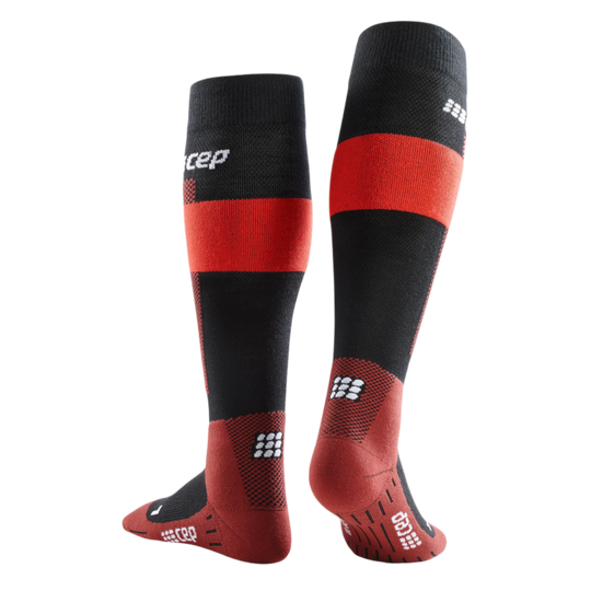 Ski Merino Tall Compression Socks, Men, Red Merino, Back View