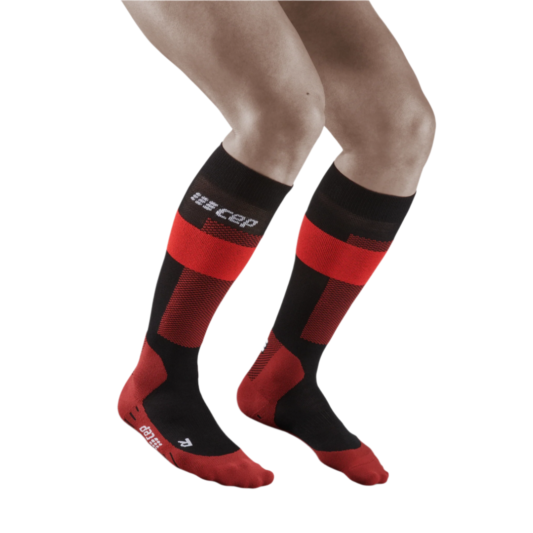 Ski Merino Tall Compression Socks, Men, Red Merino