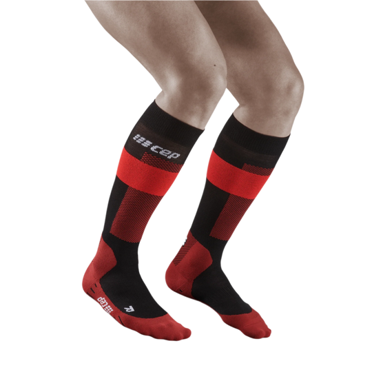 Ski Merino Tall Compression Socks, Men, Red Merino