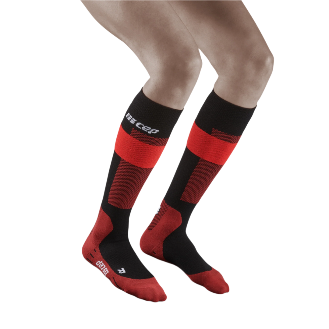 Ski Merino Tall Compression Socks, Women, Red Merino