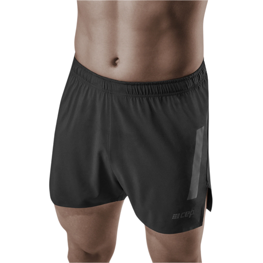 Race Loose Fit Shorts, Men, Black, Front View