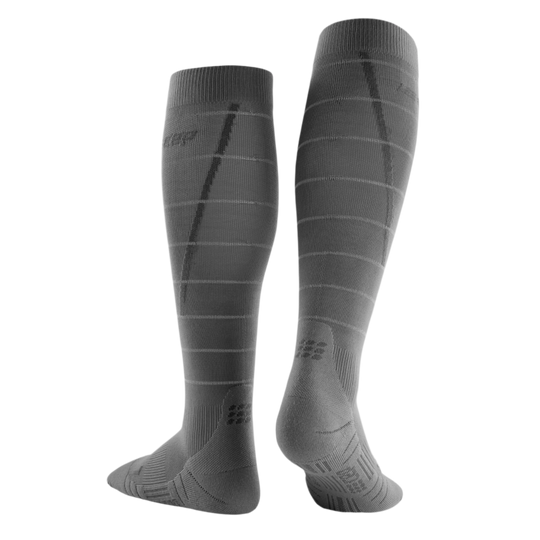 Reflective Tall Compression Socks, Men, Grey/Silver, Back View